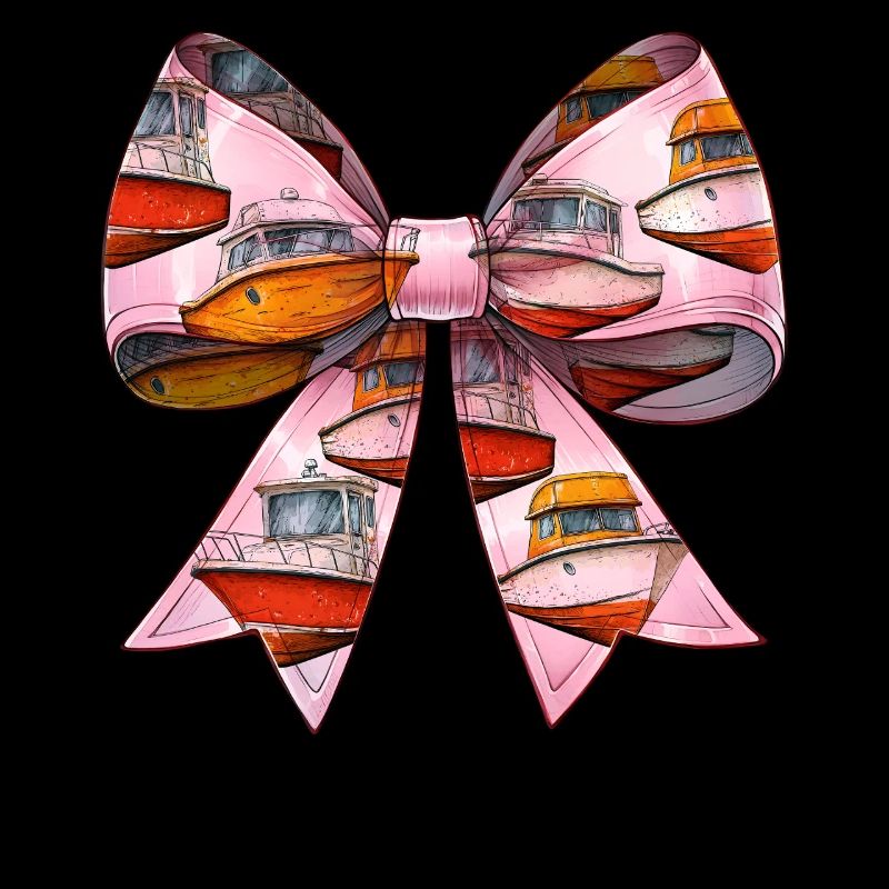 Coquette Bow Boating Captain Boater Ribbon