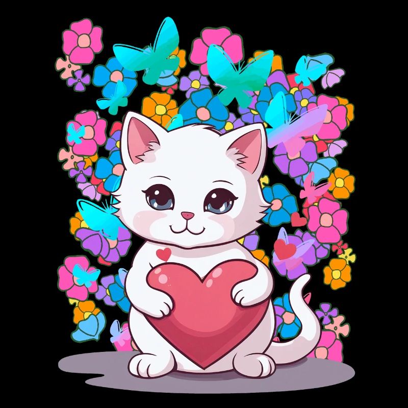 Katze Frühling Blumen Herz Kinder Baby Kätzchen