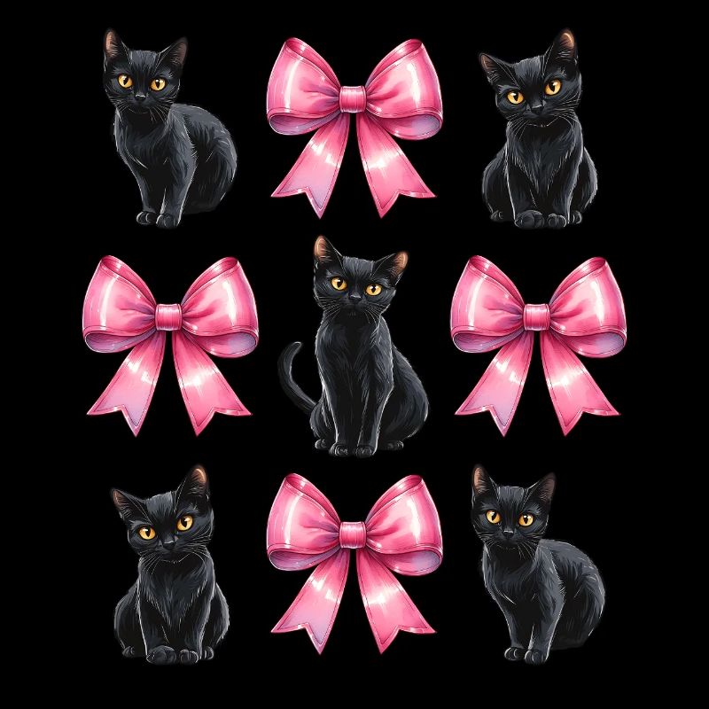 Coquette Bow Schwarze Katze Mama Rosa Schleife
