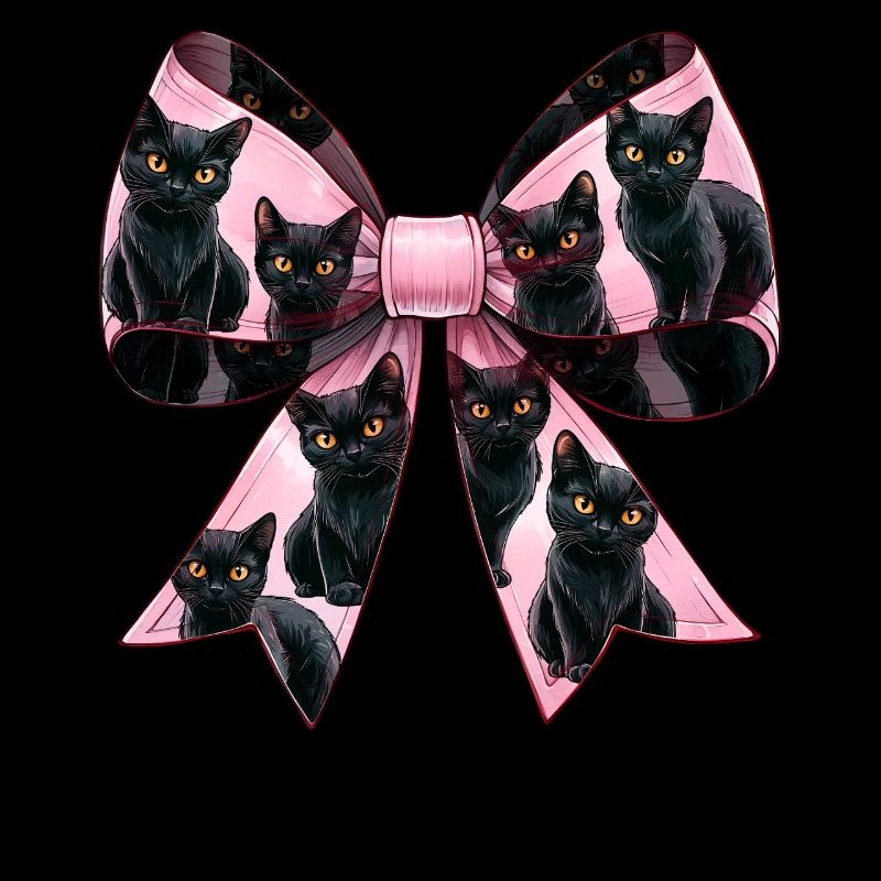 Coquette Bow Schwarze Katze Mama Muster Rosa