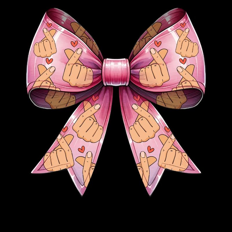 Coquette Bogen Saranghae Kpop Finger Herz Rosa