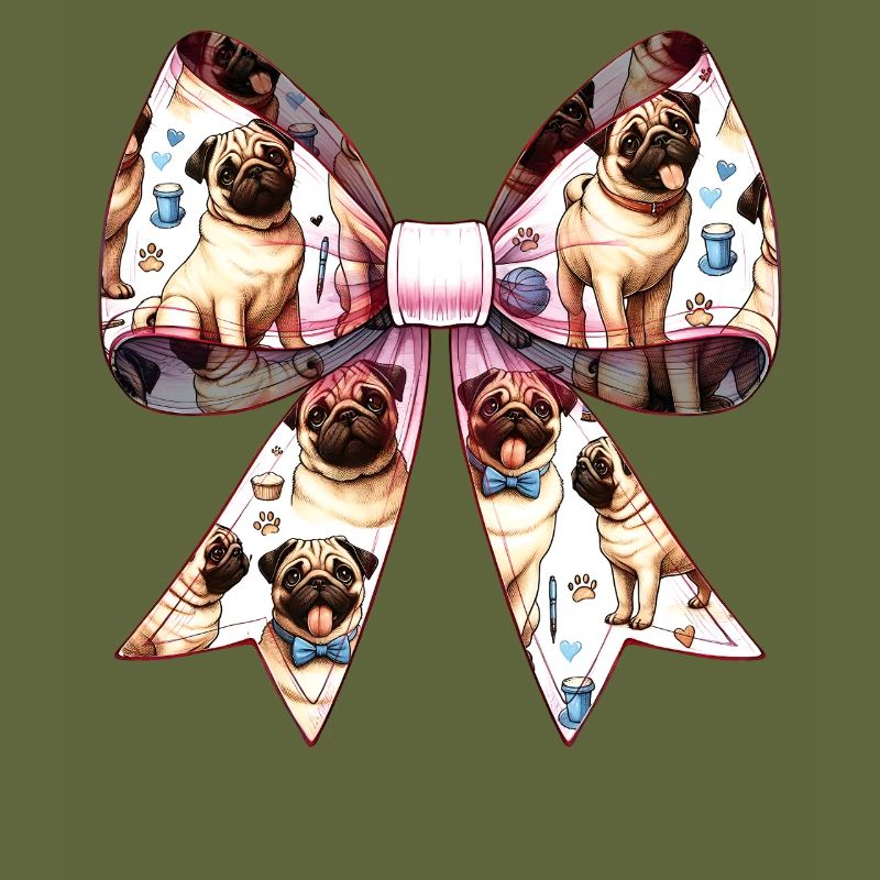 Coquette Bow Pug Dog Mom Pattern Pink