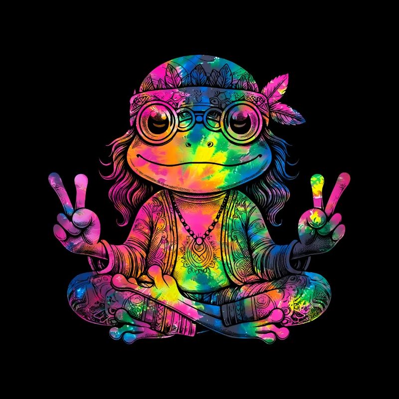 Friedenszeichen Dye Hippie Frog 60s