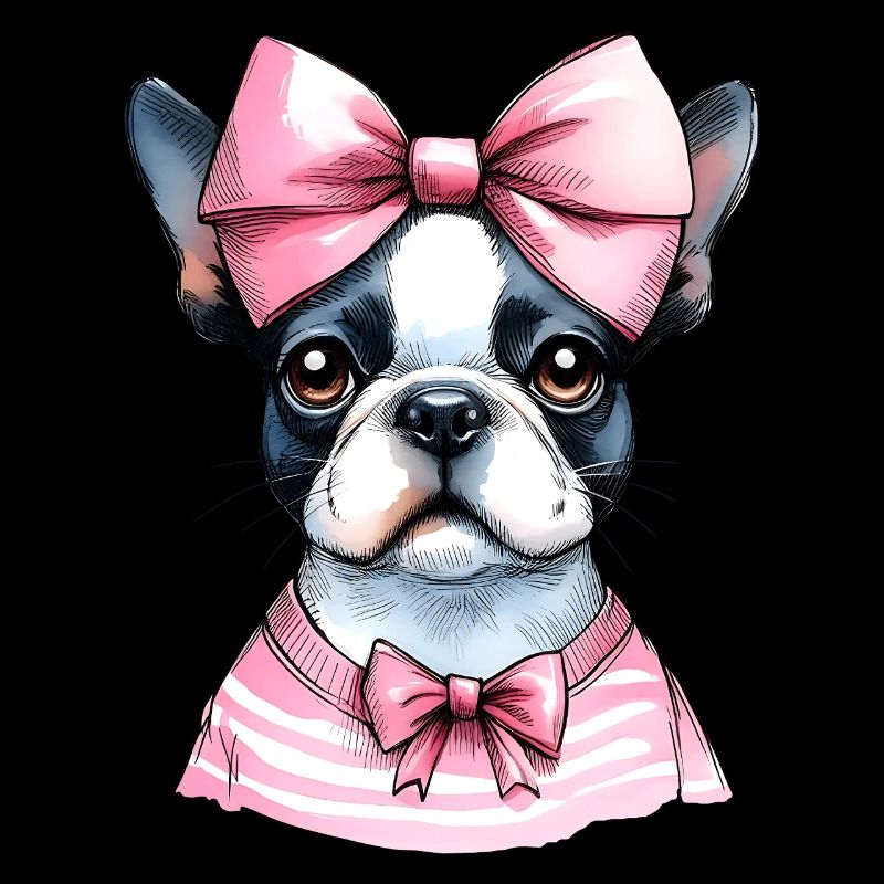 Coquette Bow Boston Terrier Chien Maman Rose