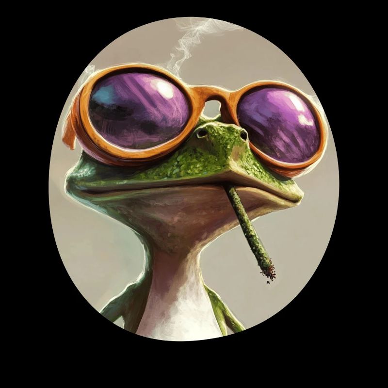 Cartoon‑Frosch kifft: Psychedelischer Quak