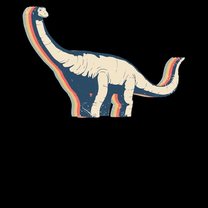 Brontosaurus Dinosaur Retro Line Art