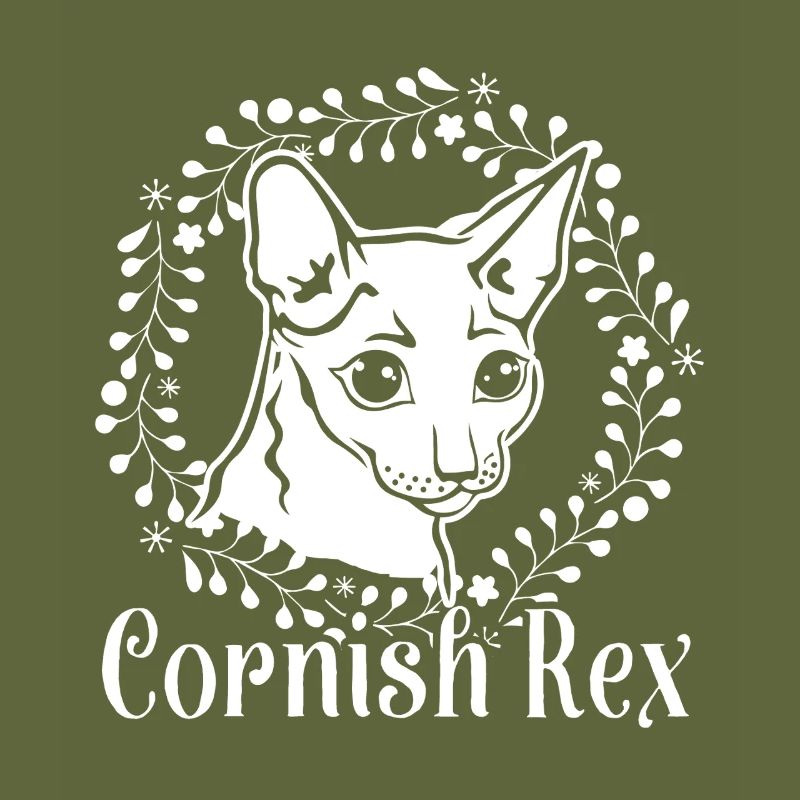 Cornish rex cat Floral Pattern
