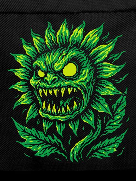 Demonic sunflower in neon style