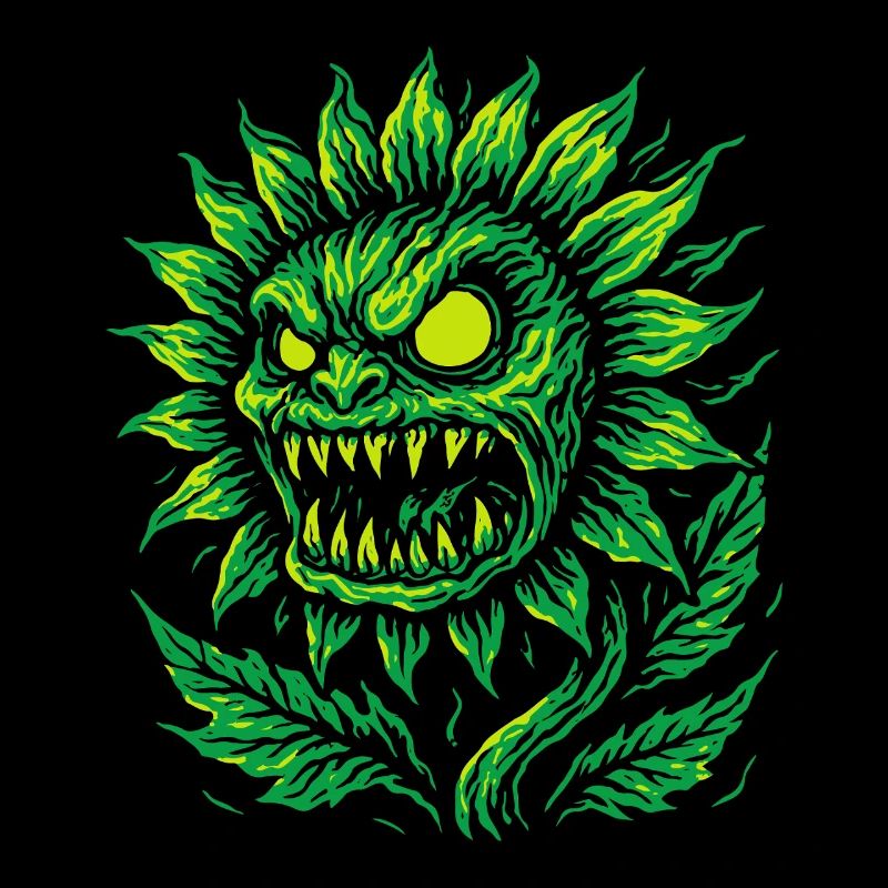 Dämonische Sonnenblume im Neonstil