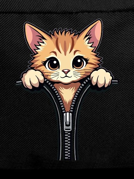 Curious cat behind a zipper