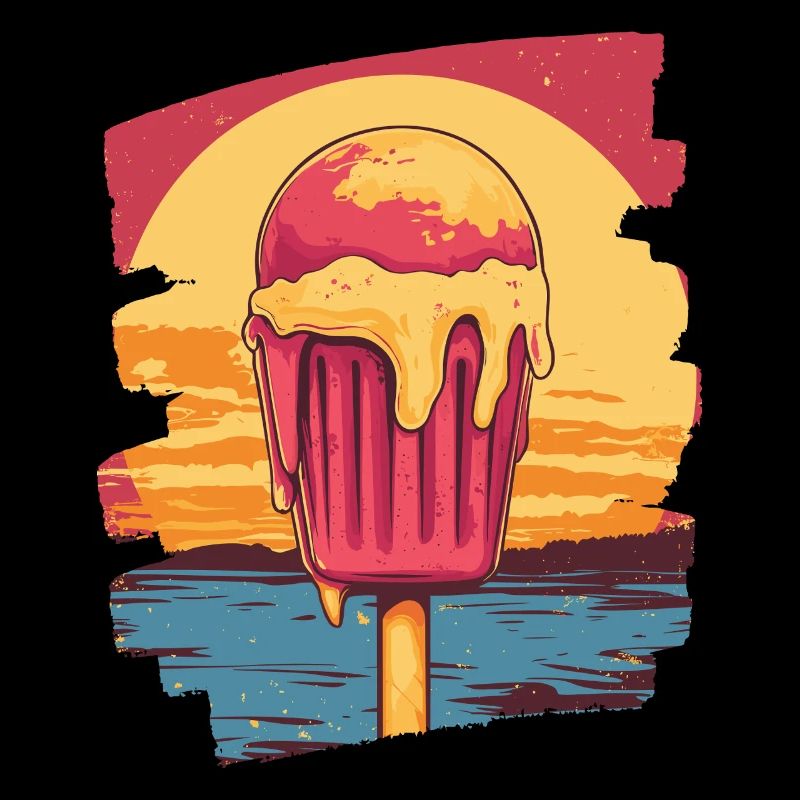 Glace et boule de glace coucher de soleil d’été