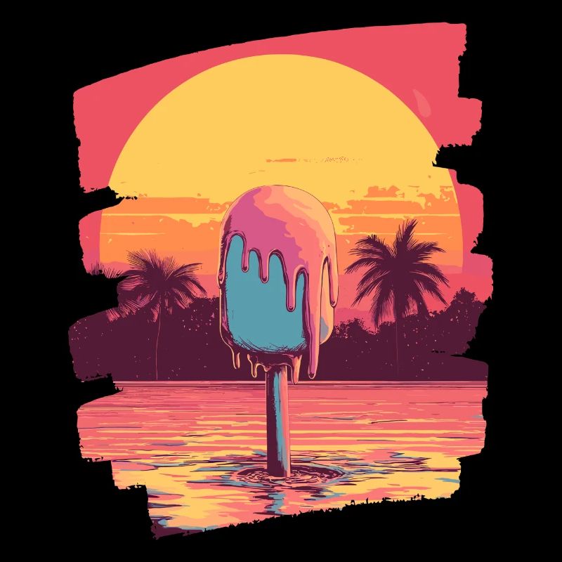 Glace et boule de glace coucher de soleil d’été