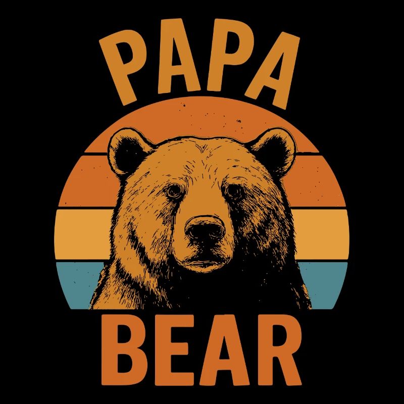Papa Bear Strong Bear Dad Retro Look