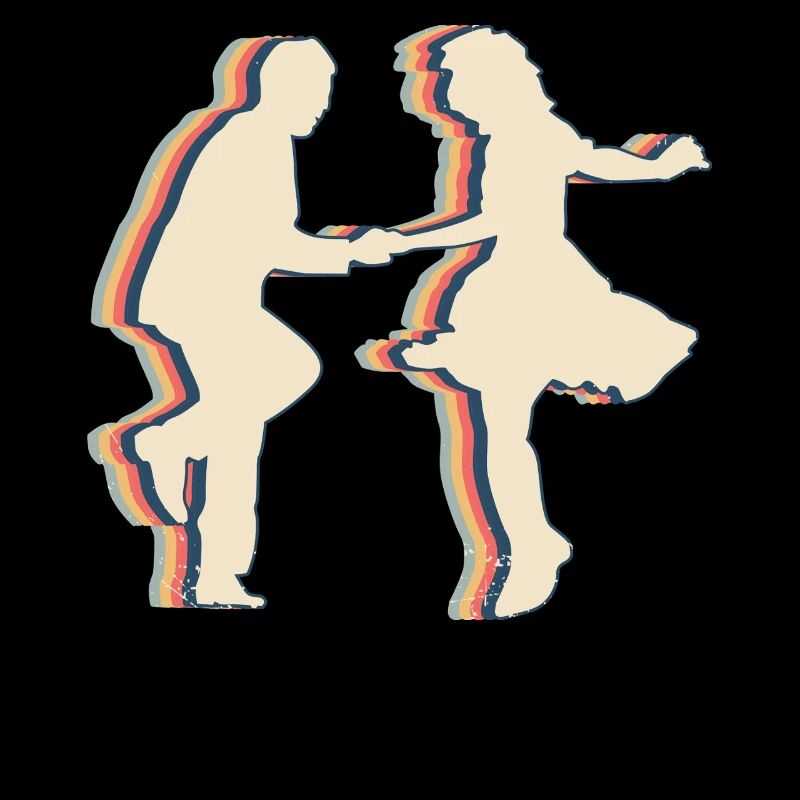 Swing Dance Float Swimming Retro Line Art