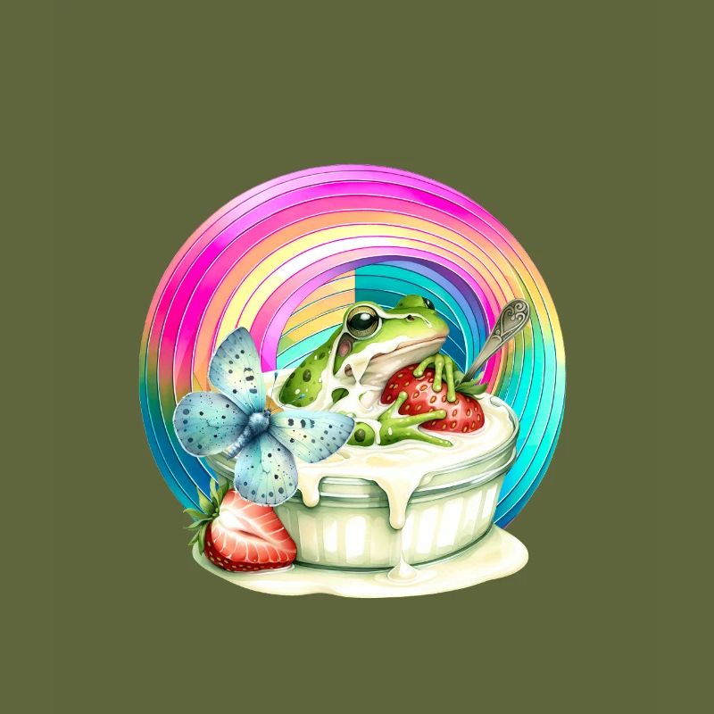 Regenbogen Frosch Eis Erdbeere Eiskrem Kind