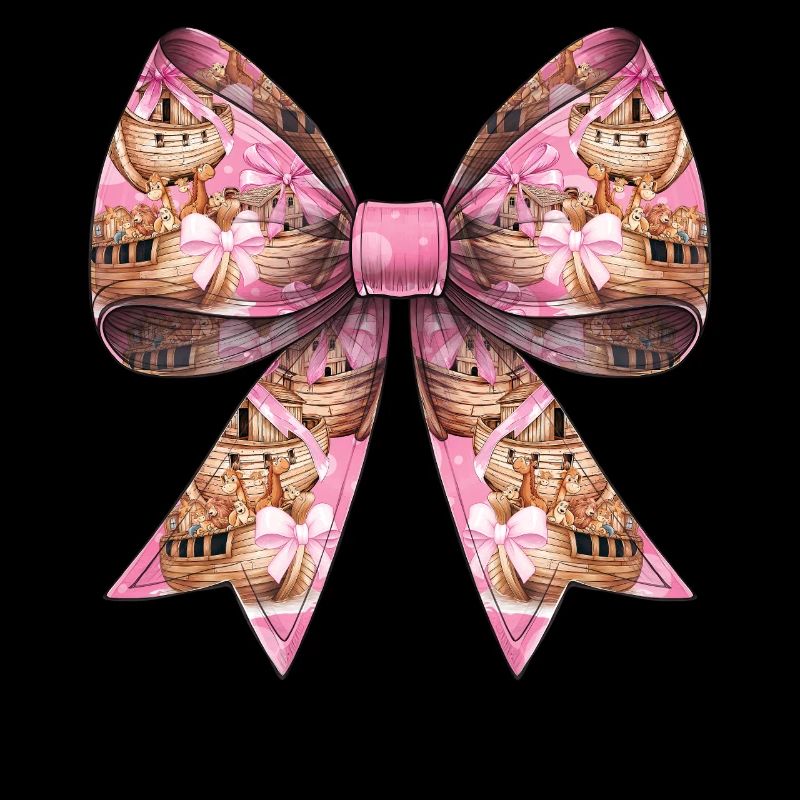 Coquette Bow Noah's Ark Christian Animals Pattern