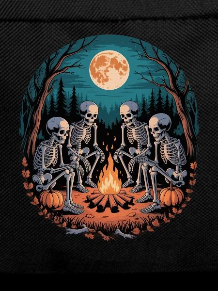 Skeleton Camper Hiker Bonfire Halloween Camping