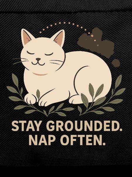 Stay Grounded. Sleep Often. Cat Illustration