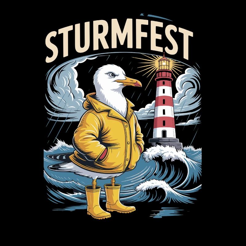 Storm Seagull at the Lighthouse Maritime North Sea