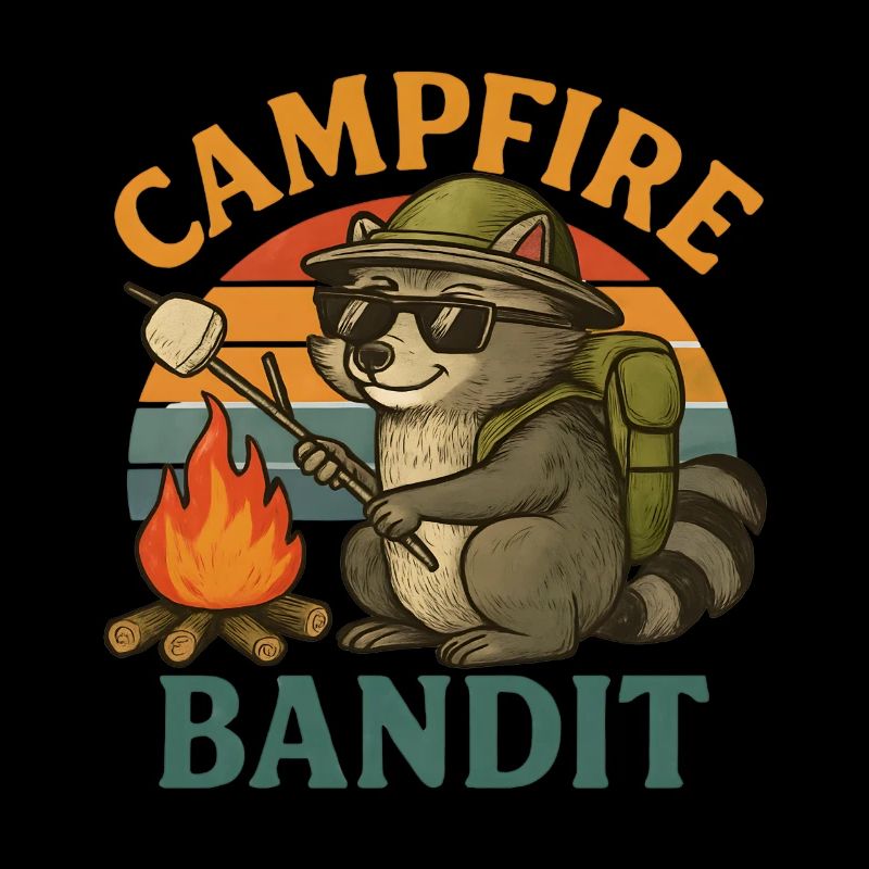 Campfire Bandit – Retro Waschbär mit Marshmallows