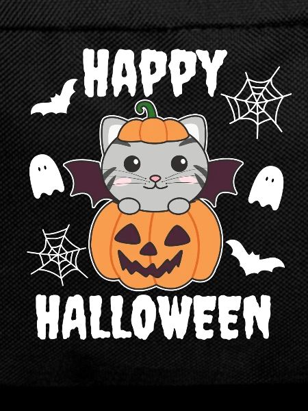 Cat Happy Halloween Pumpkin Bat Costume
