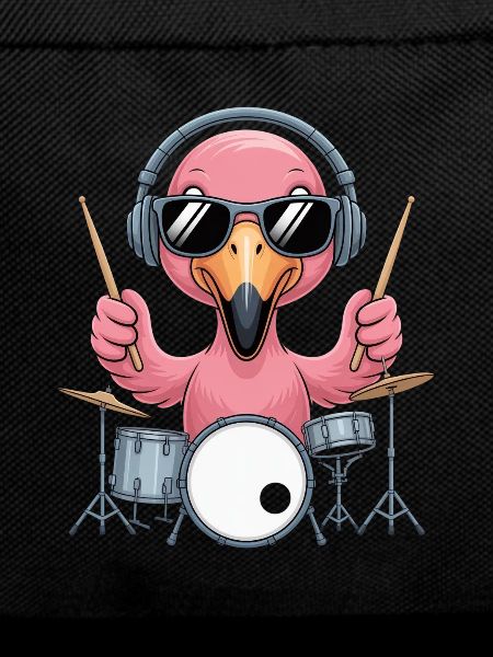 Flamingo Drummer With Headphones And Sunglasses