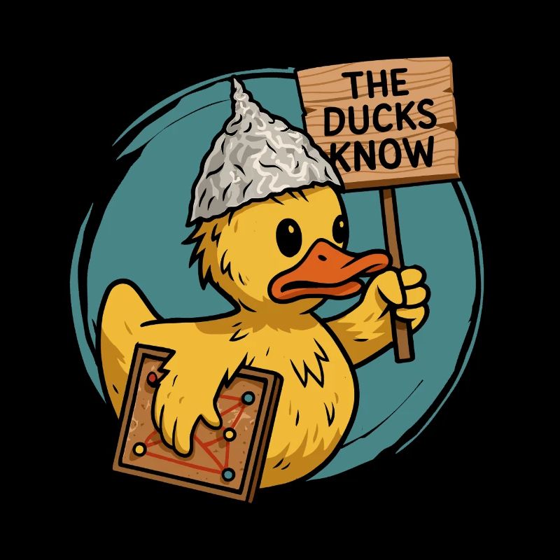 Humorous duck temple building with conspiracy