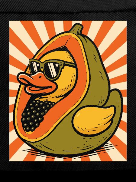 Humorous papaya duck character