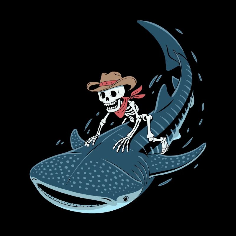Cowboy skeleton on whale shark