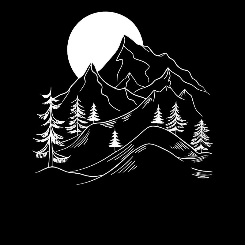 Mountain landscape with sun and trees nature
