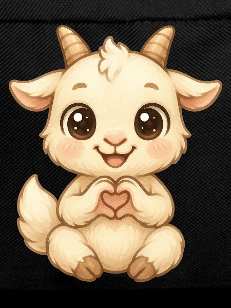 Cute goat with heart hands