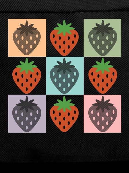 Pastel Strawberry Grid Chekered Strawberry