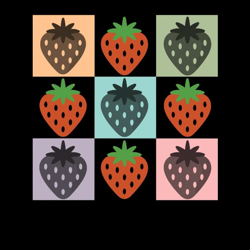 Pastel Strawberry Grid Chekered Strawberry