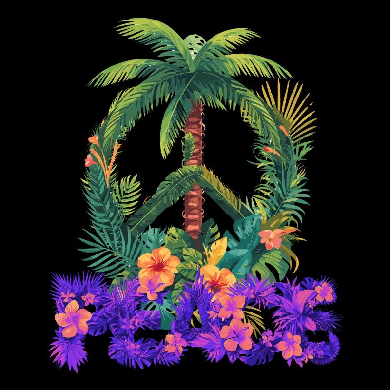 Peace - Tropical Palm Tree & Plants