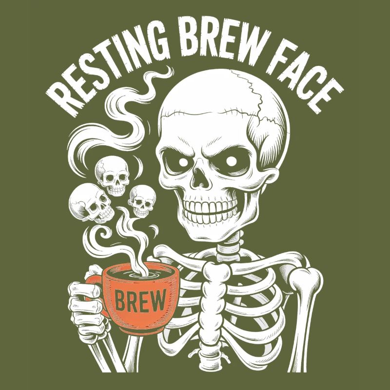 Resting Brew Face Skeleton Coffee Halloween