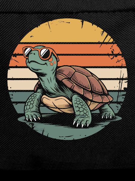 Retro turtle at sunset