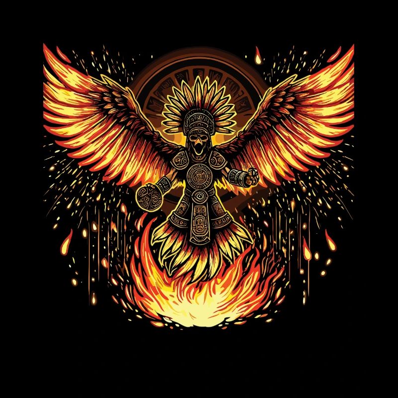 Phoenix Warrior with Flame Wings Aztecs
