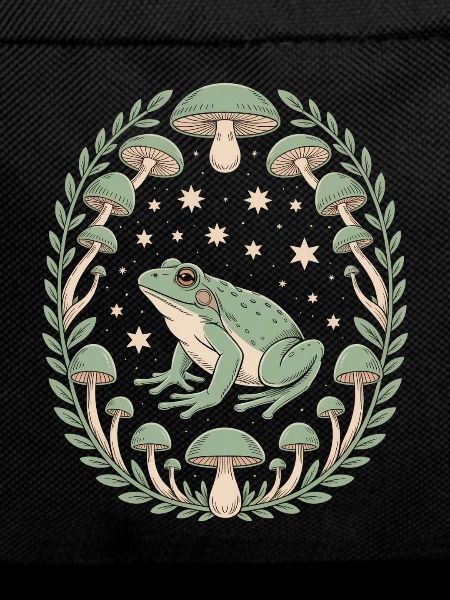 Frosch Und Pilze Mit Sternenhimmel Design