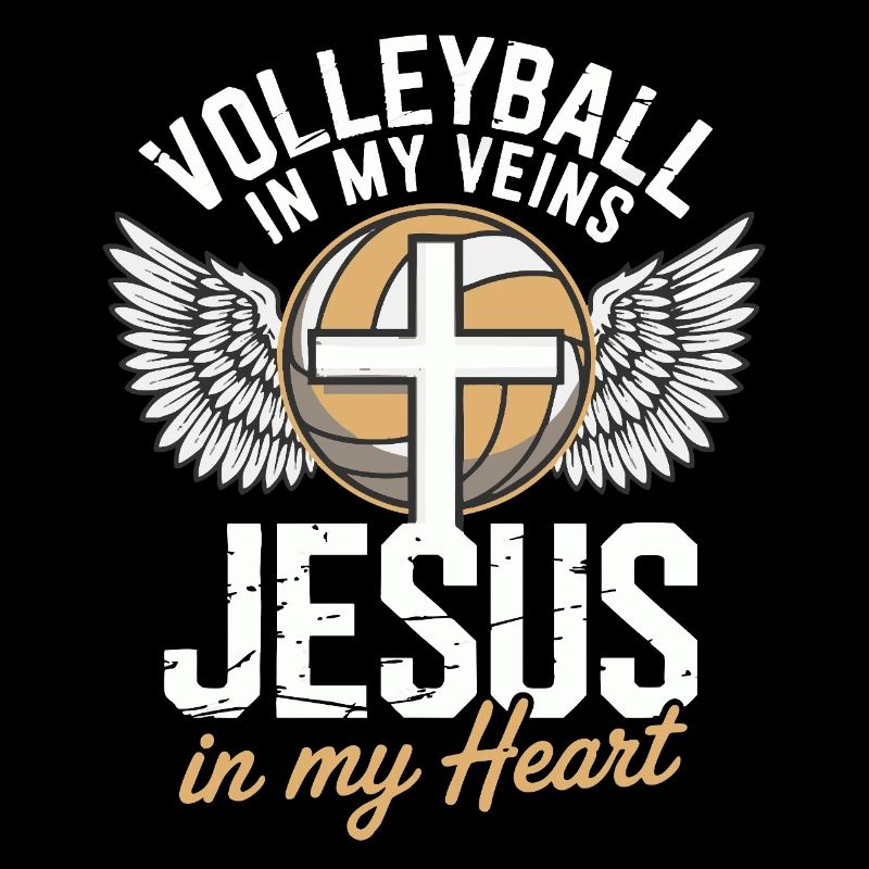 Volleyball & Jesus – Cross with Wings Design
