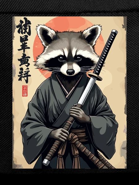 Waschbär Samurai im Kimono