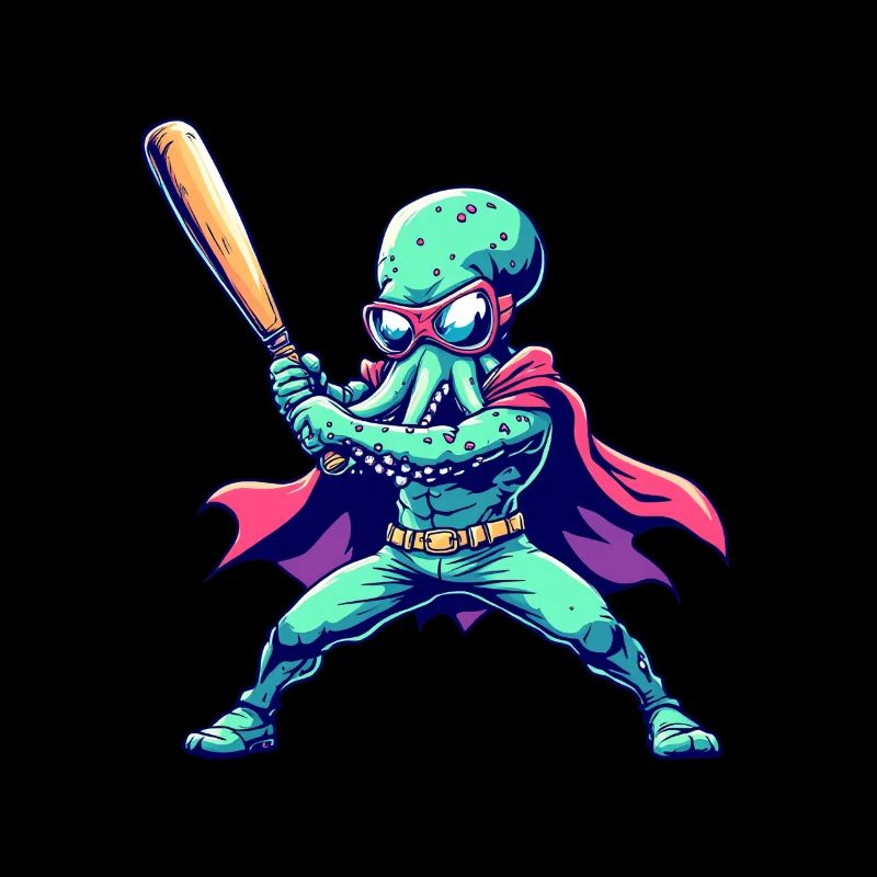 Baseball Octopus Superhero