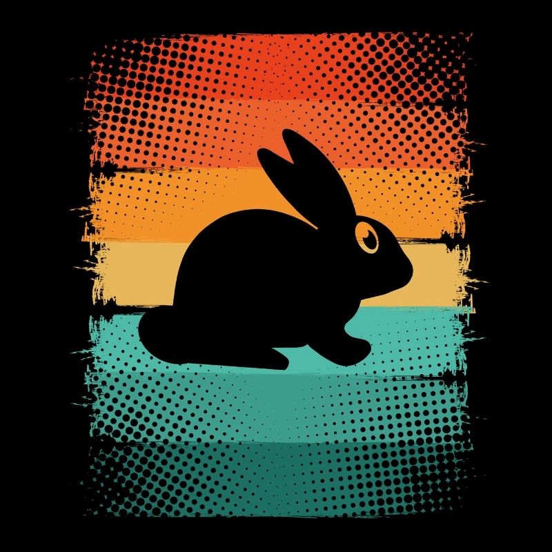 Silhouette de lapin sur rubans arc-en-ciel