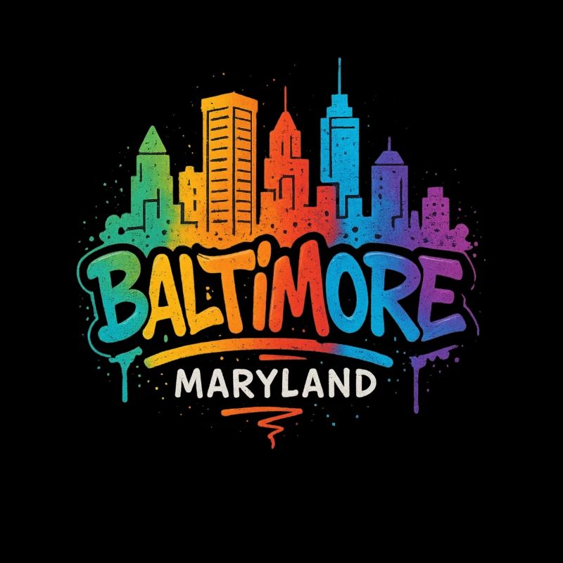 Baltimore Skyline Graffiti