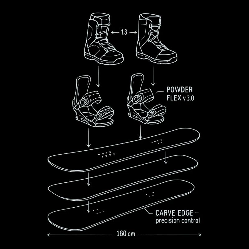 Snowboard Blueprint Technik Design