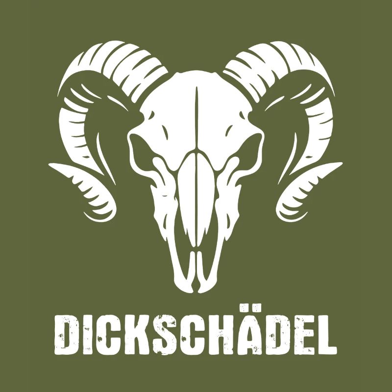 Widderkopf Schädel mit Hörnern - Dickschädel