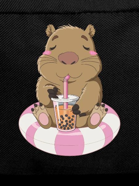 Relaxed Wombat With Bubble Tea Illustration