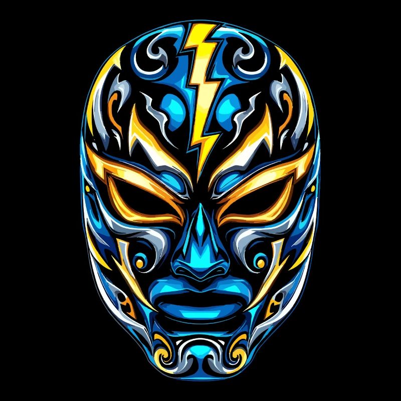 Flash Masks Lucha Neon Blue Gold