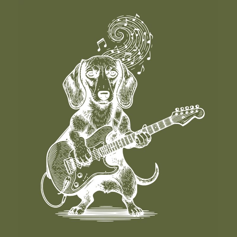 Dachshund Guitar Playing Dog