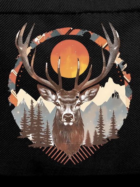 Hirsch unter der Sonne im Wald