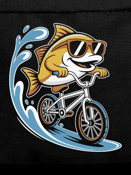 Fish on bike with sunglasses